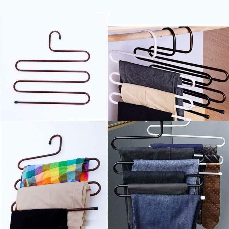 Móc Phơi Quần Áo 5 Tầng Thông Minh Treo Đồ Hình Chữ Z Kim Loại Tiết Kiệm Không Gian - Kèm Ảnh Thật