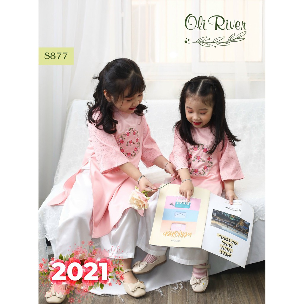 (Mẫu mới về) Áo dài cách tân S877-PVD.019 (1-13 tuổi)