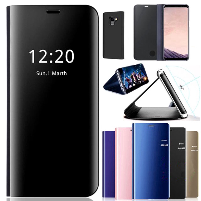 Bao da điện thoại nắp lật tráng gương chống sốc màu trong suốt cho OPPO Find X2 Pro / ACE 2 / A31 / A8 / F1 Plus