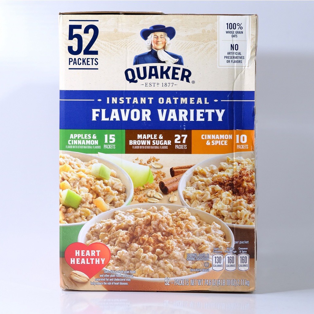 Hàng Mỹ-Yến mạch ăn liền Quaker Instant Oatmeal Variety Pack 2.23kg