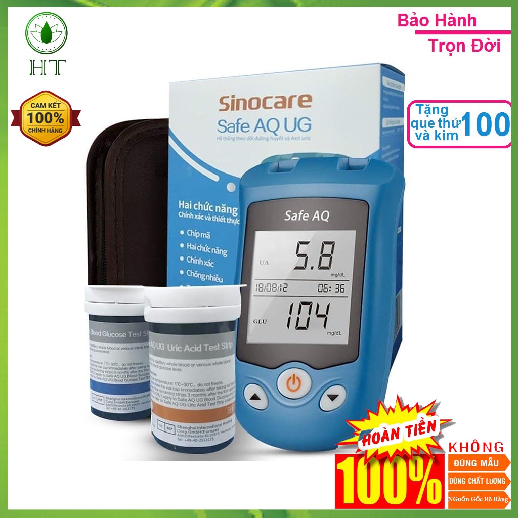 Máy Đo Đường Huyết Và Axit Uric (Gút) 2 Trong 1 Safe AQ UG Chính Hãng Sinocare
