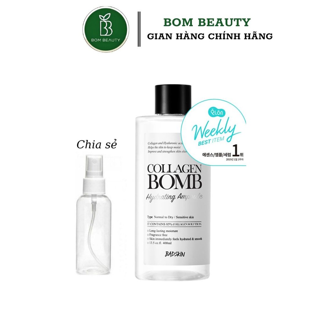 [Mã COS1904 giảm 8% đơn 300K] (#badskin) Tinh chất (toner) Cấp Ẩm Collagen Bomb Hydrating Ampoule 400ml BadSkin