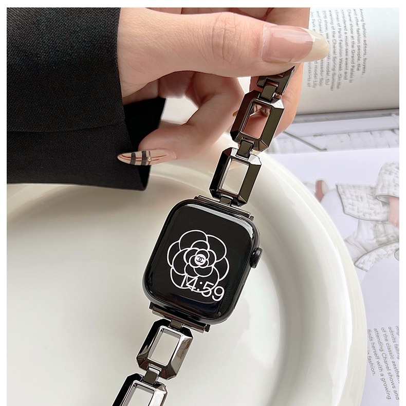 Dây Xích Kim Loại Sang Trọng Đeo Đồng Hồ iwatch 41mm 45mm 44mm 40mm 42mm 38mm 7 6 5 4 3 2 SE