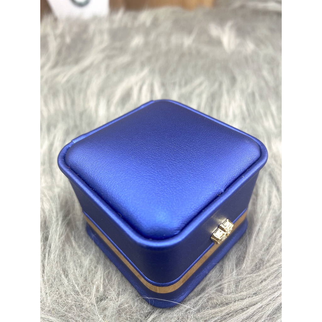Hộp nhẫn da xanh dương, chất liệu da sang trọng, phục vụ tặng quà, tặng nhẫn