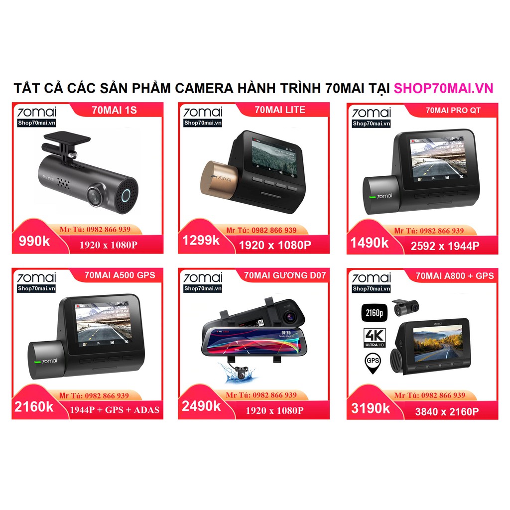 Camera hành trình 70mai A500S cam trước quốc tế, cảm biến hình ảnh SONY IMX335, cảnh báo bằng giọng nói tự động | BigBuy360 - bigbuy360.vn