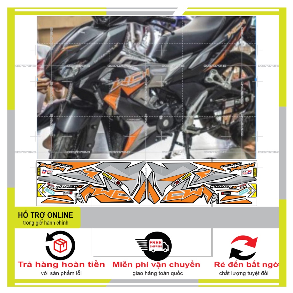 TEM XE WINNER X MẪU ZIN CAM ĐEN -- SHIN DECAL 2