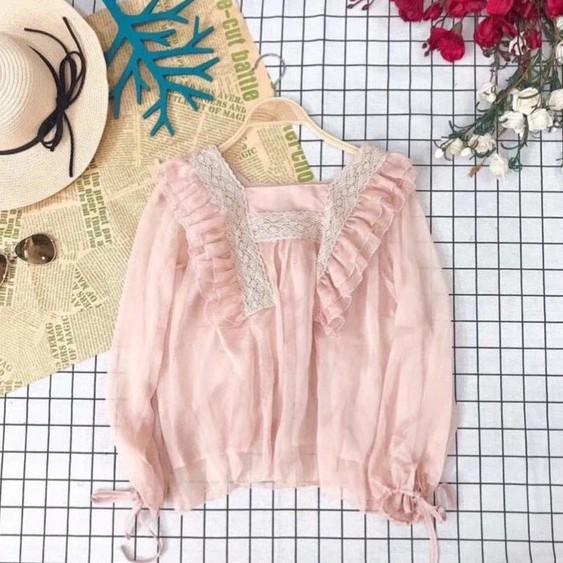 Áo Voan Bèo Dài Tay_Xưởng May Quang Anh