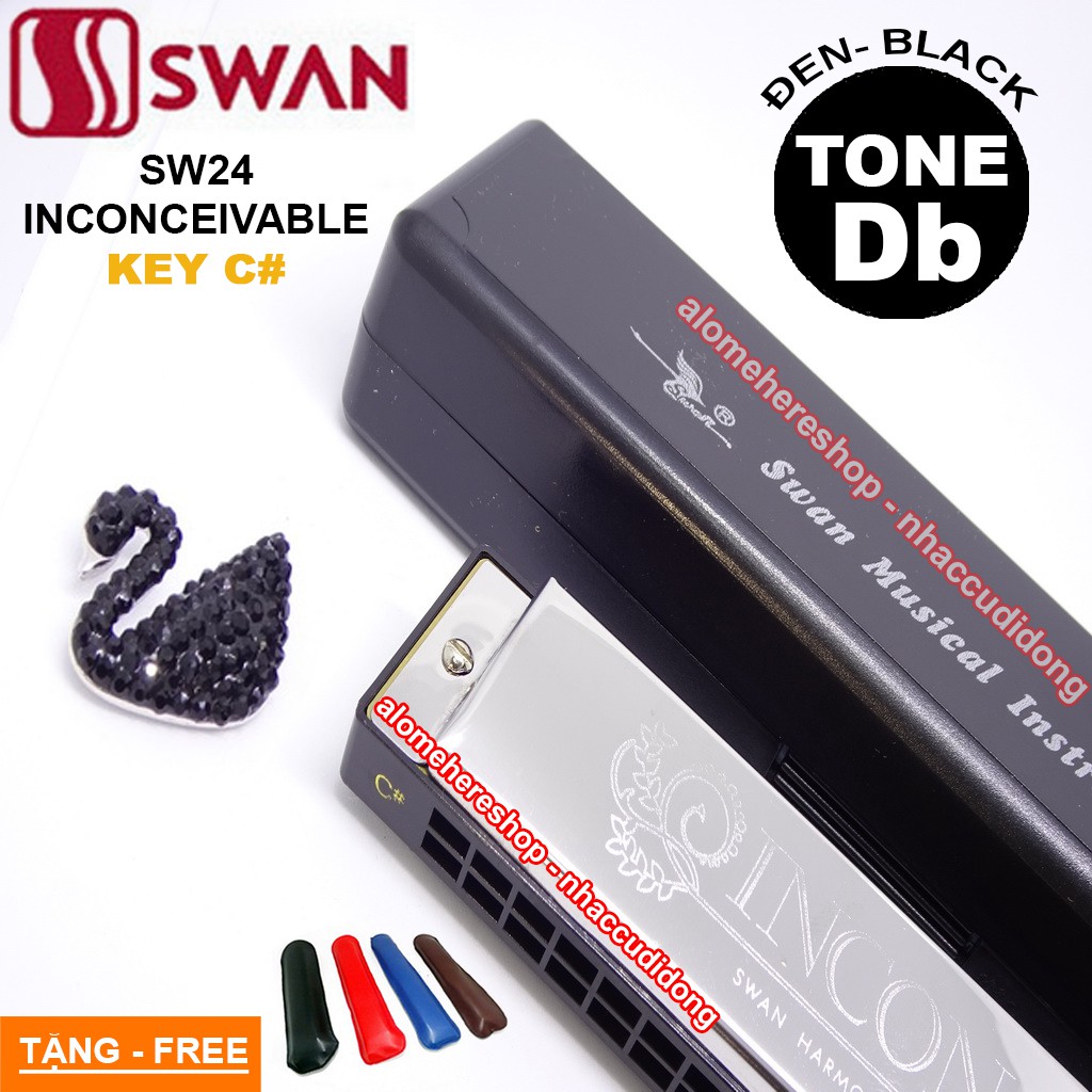 Kèn harmonica tremolo Swan Inconceivable SW24 Key C# (Db Đen)