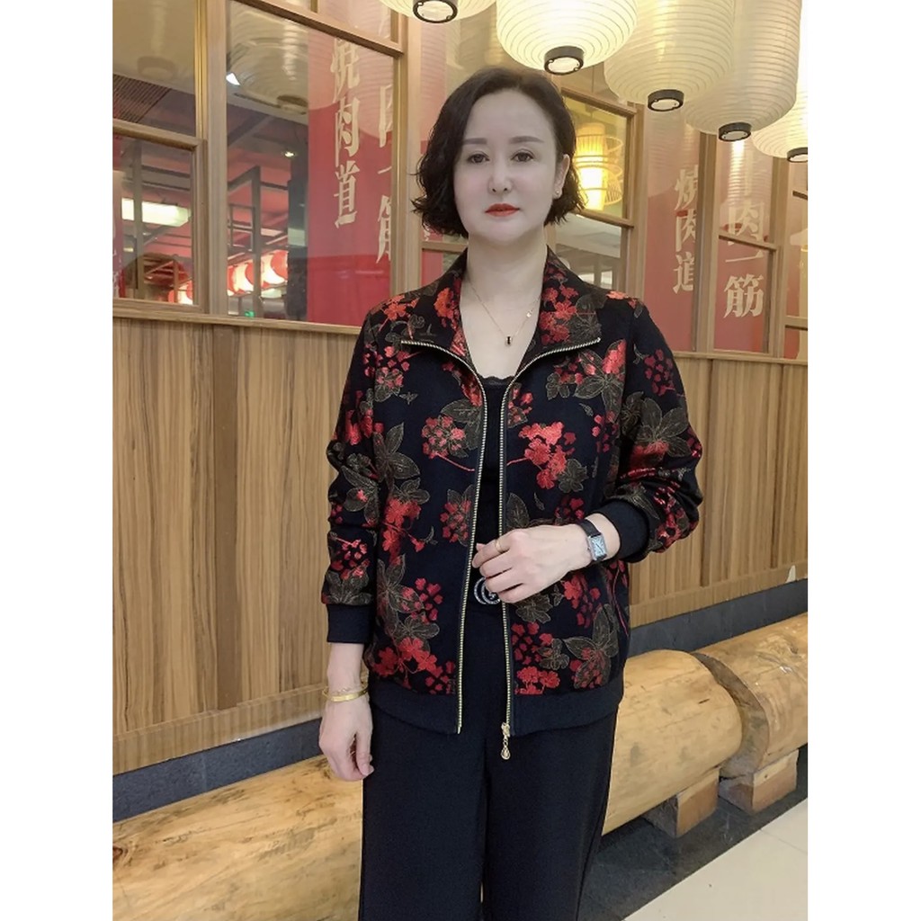 Áo khoác thu đông cho mẹ in 3D - Áo khoác mặc nhà chất BC cao cấp KEMTHOITRANG - T12