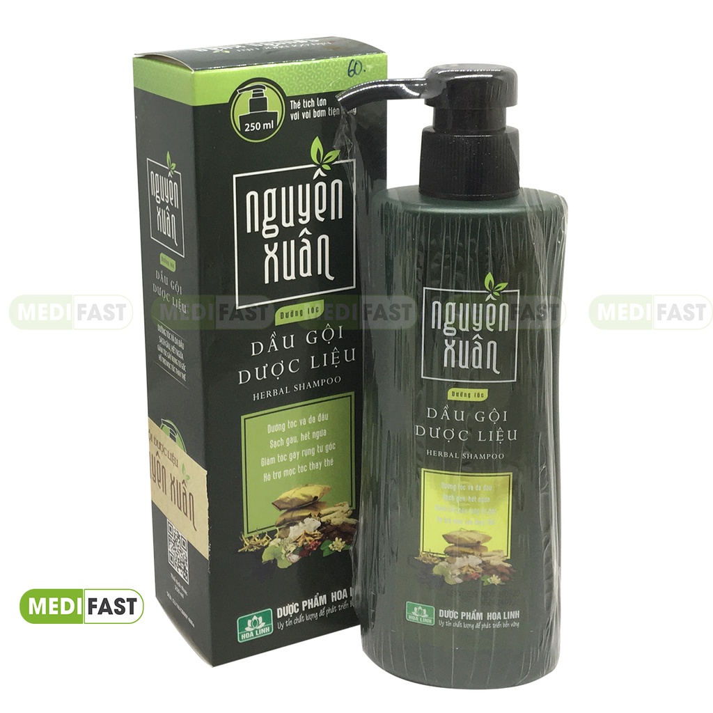 Dầu gội giảm gầu dược liệu Nguyên Xuân ngăn ngừa gàu, giảm ngứa - có vòi chai 250ml từ thảo dược