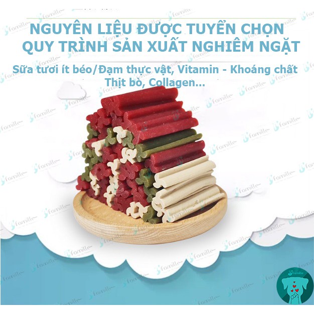 [MIX 3 VỊ]Que Gặm Sạch Răng Cho Cún JFamille, Tươi Ngon Thơm Miệng, Bổ Sung Canxi, Vitamin &amp; Khoáng Chất.Gói 100gr. JF83