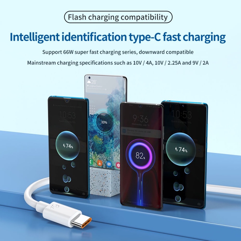 Dây cáp sạc nhanh Ankndo USB Type C 6A 66W thích hợp cho Huawei Mate 40 50 Xiaomi 11 10 Pro OPPO R17