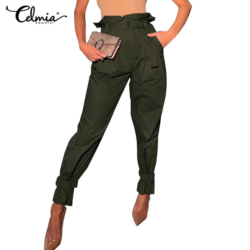 Quần Dài Nữ Lưng Cao Ống Rộng Màu Trơn Thời Trang