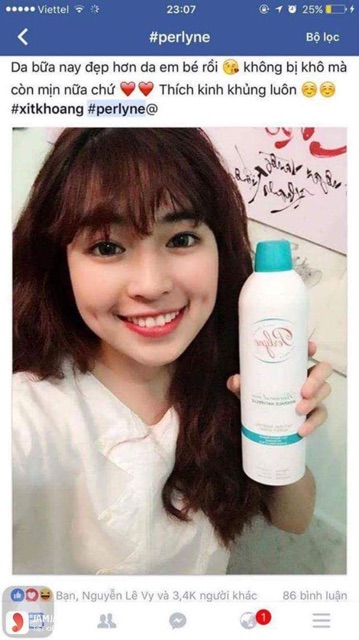 Xịt khoáng cấp nước dưỡng ẩm Perlyne Natural Mineral Water Spray 400ml💦