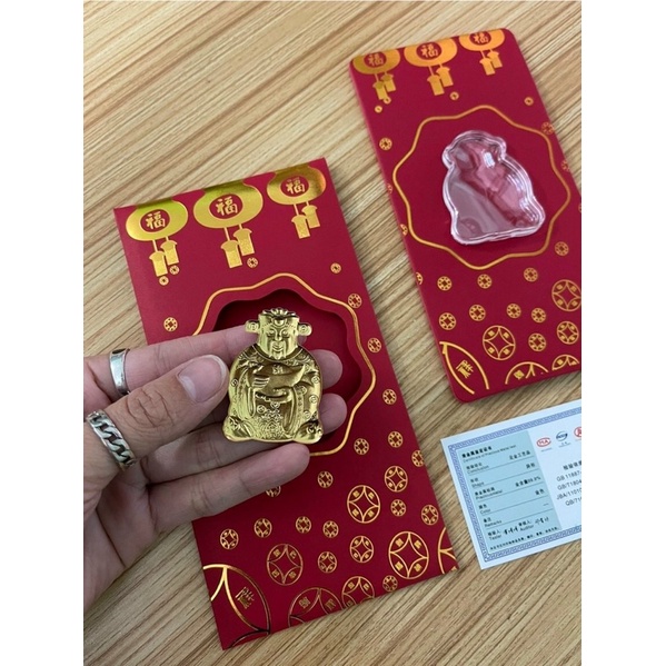 Bao lì xì thần tài mạ vàng may mắn rước tài lộc.