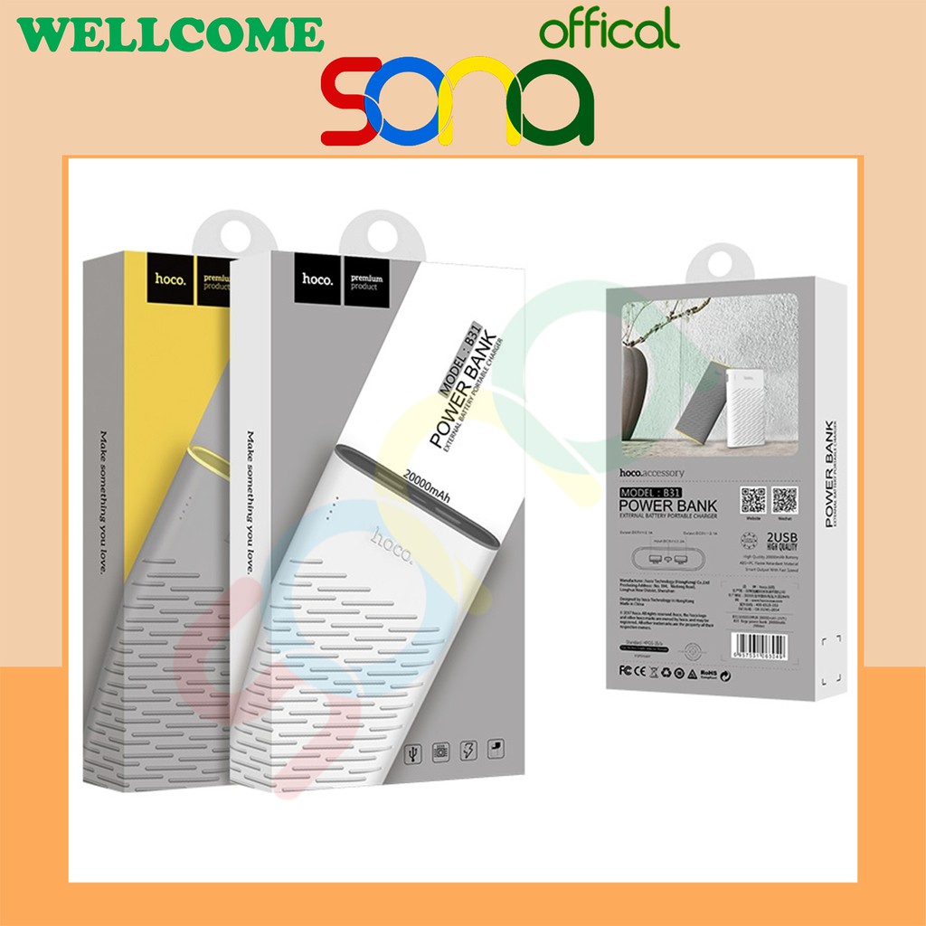 Sạc dự phòng, pin dự phòng, sạc tích điện HOCO B31 20000 mah- SONA offical