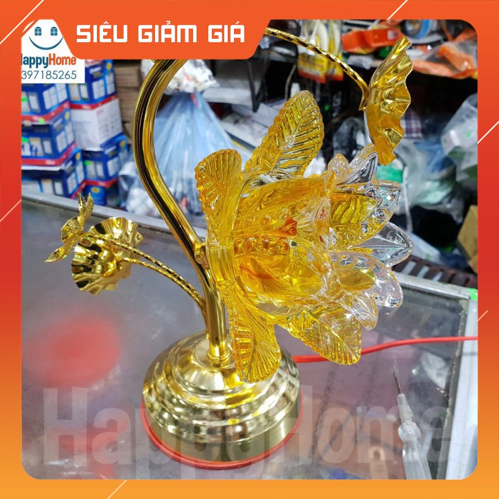 bán hàng sỉ lẻ  (Hàng Loại 1) ĐÈN THỜ THỦY TINH SEN 3 BÔNG 45CM (1 Đôi) bán hàng uy tín