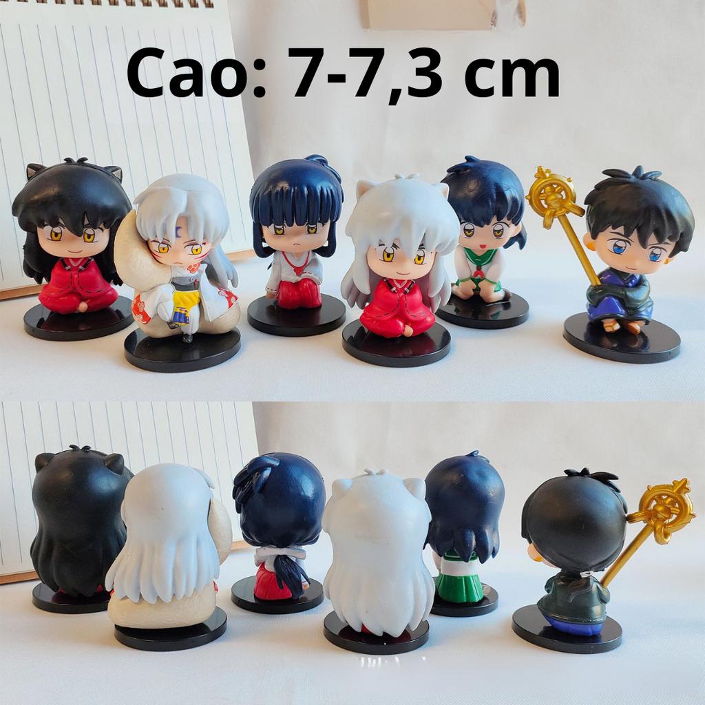 Mô hình 6 nhân vật Inuyasha Sesshomaru Kagome Kikyo Miroku chibi cao 7cm