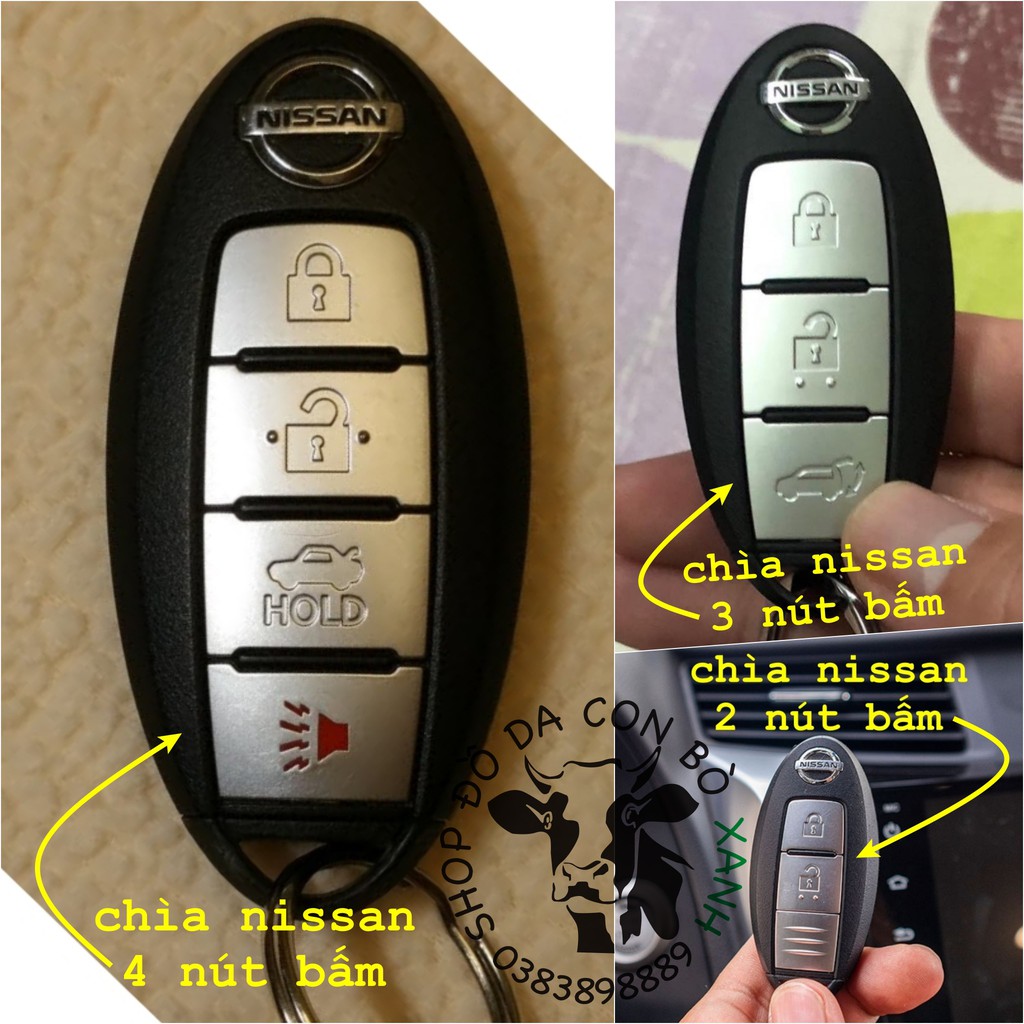 Bao Da Chìa Khoá Nissan Xtrail, Teana, Kicks, Navara, Sunny, Almera Handmade Da Thật 002