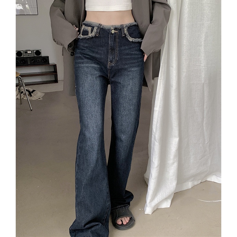 Quần Denim Ống Suông Thời Trang Mùa Thu Dành Cho Nữ