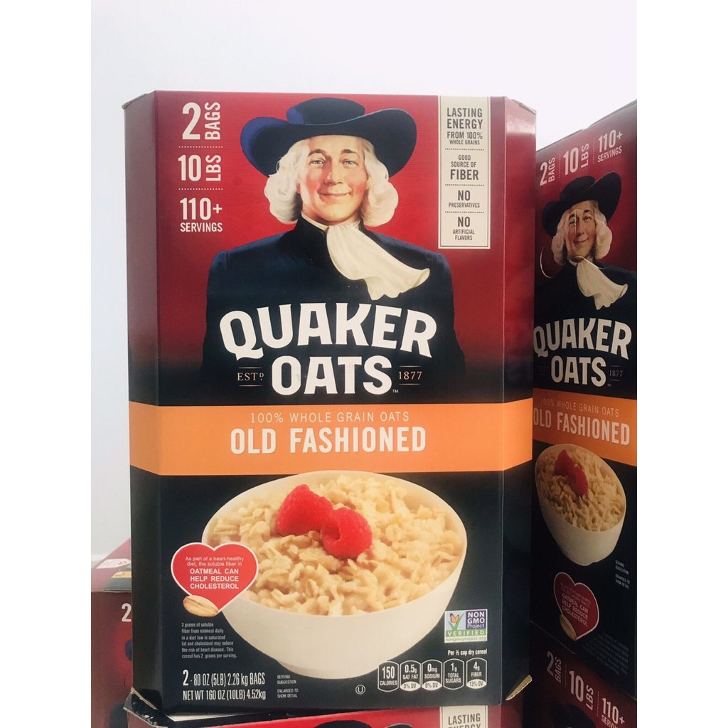 [Mã GROSALE2703 giảm 8% đơn 250K] Yến Mạch Quaker Oats Thùng Vàng 4.5kg Nguyên Hạt Cán Mỏng