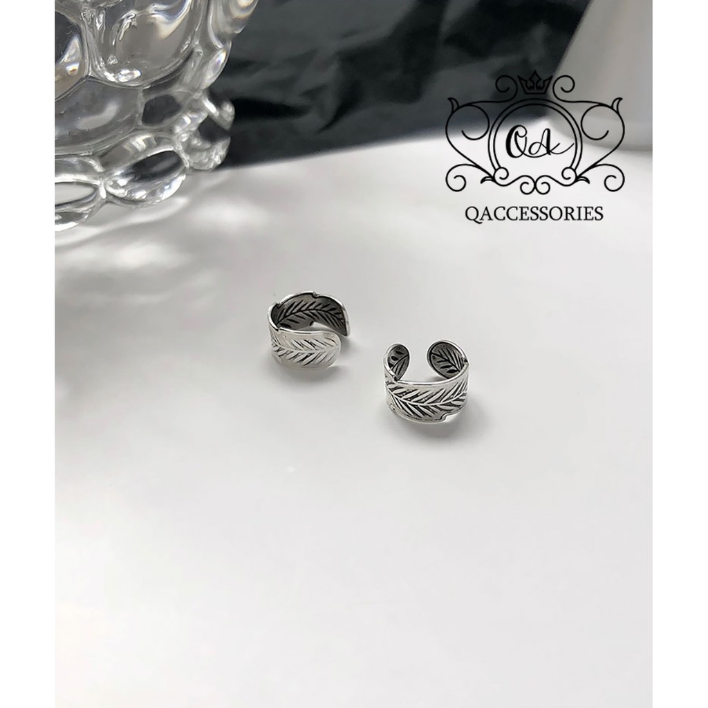 Khuyên tai bạc 925 kẹp vành bản to dày bông nam nữ unisex S925 EARCUFF QA SILVER Earrings EA211102