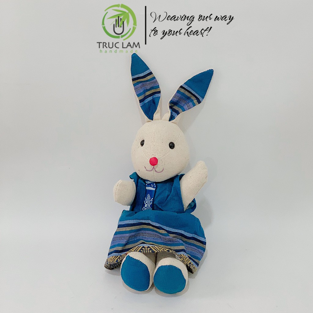 Đồ Chơi Cho Bé Thú Nhồi Bông Hình Thỏ Mẹ Mặc Váy Vải Thổ Cẩm Dệt Tay Bông Gòn Cao Cấp – Trúc Lâm Handmade