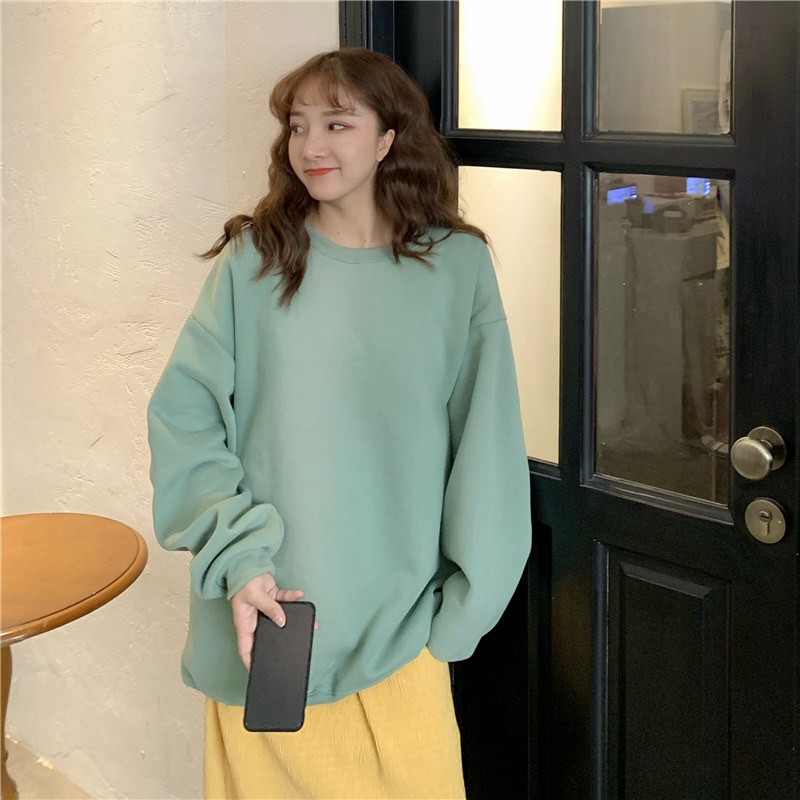 Áo sweater xanh ngọc unisex - áo sweater xanh đậu chất nỉ đẹp cực - sweatshirt xanh đậu