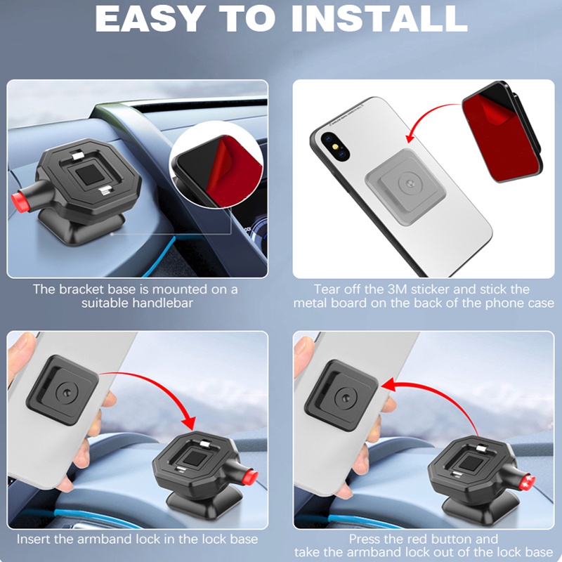 1 Giá Đỡ Điện Thoại/ GPS Bằng ABS Có Thể Điều Chỉnh Xoay 360 Độ Gắn Xe Hơi