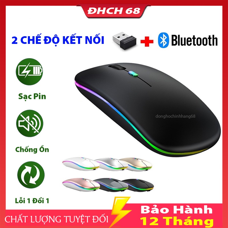 Chuột Không Dây Bluetooth Gaming Chơi Game Cực Đã Dùng Pin Sạc, Click Không Gây Tiếng Ồn Bảo Hành 12 Tháng