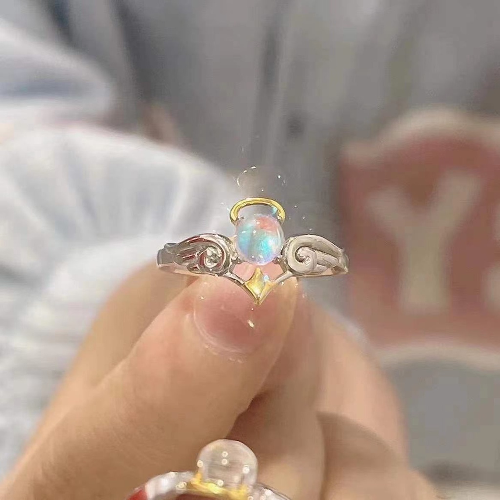 Nhẫn MặT HìNh Thiên ThầN ĐíNh Opal Giả ThờI Trang Cho Nữ