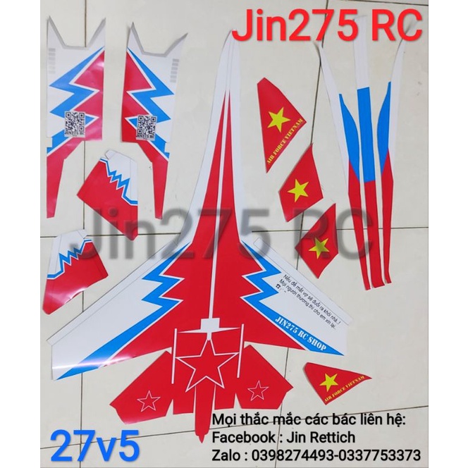 ❤️ Siêu Sale ♥️ Bộ vỏ kit máy bay Su-27 V5 Flat sải 74 cm