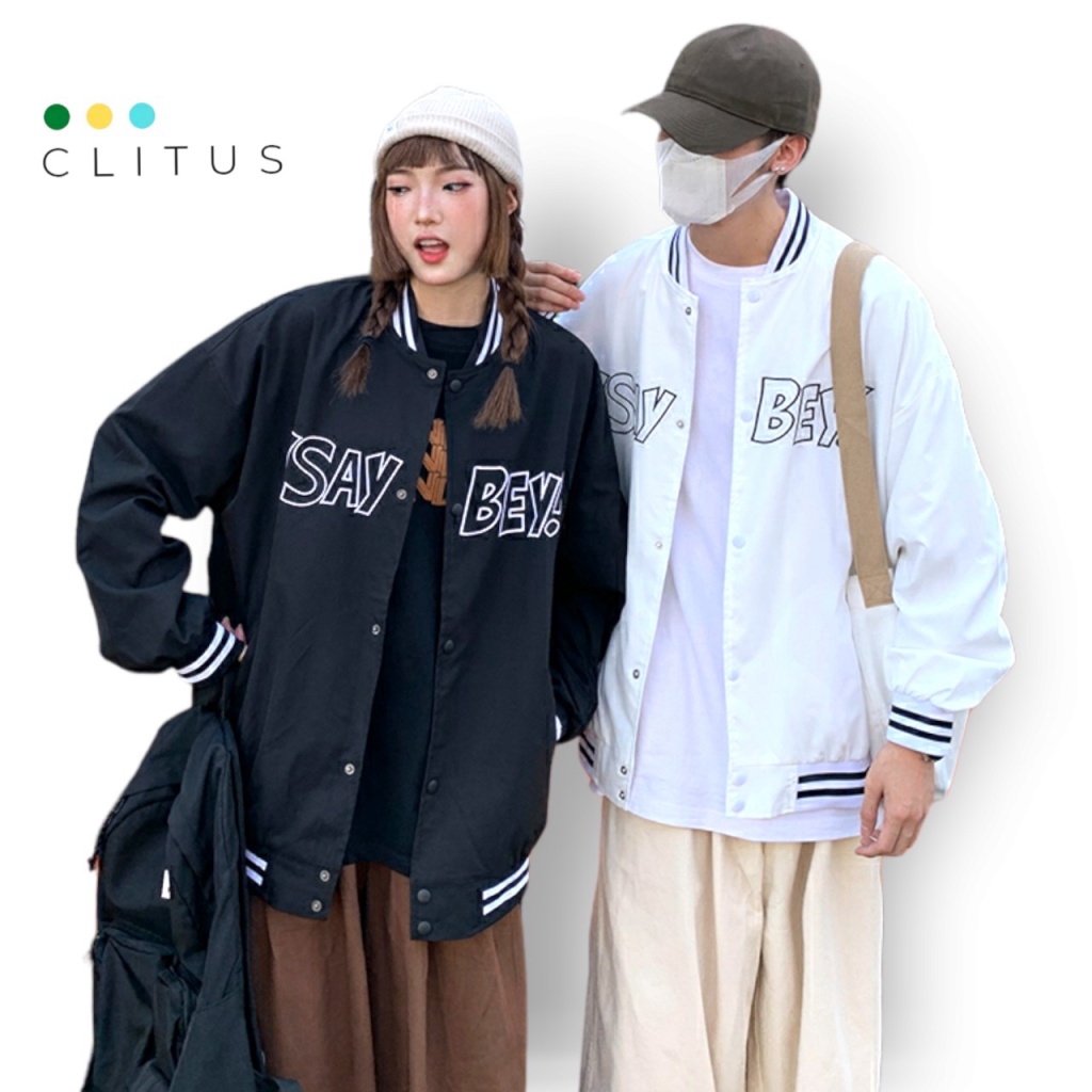 Áo Khoác Bomber UNISEX Form Rộng In Chữ Cực Xinh Hot Trend - CLITUS FASHION