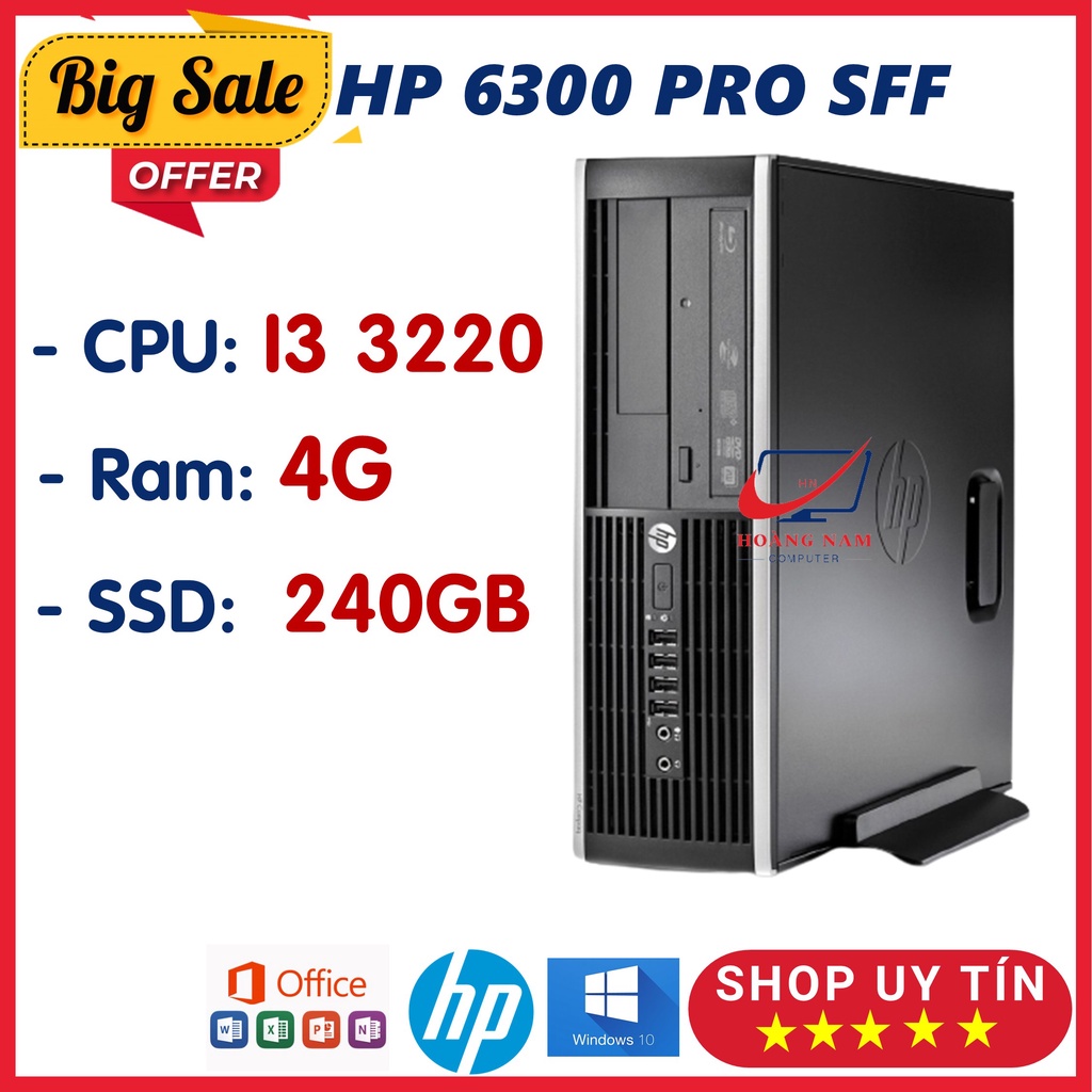 Cây Máy Tính Để Bàn i3 ⚡Freeship⚡ PC Đồng Bộ Giá Rẻ - HP 6300 Pro SFF (i3 3220/Ram 4G/SSD 240GB) - Bảo Hành 12 Tháng