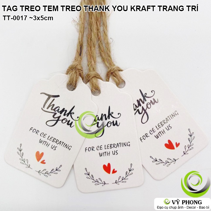 SET 50 NHÃN TEM TREO TAG TREO IN CHỮ THANK YOU GIẤY KRAFT / TRẮNG TRANG TRÍ ĐÓNG GÓI HỘP QUÀ HỘP ĐỰNG BÁNH KẸO TT-0017