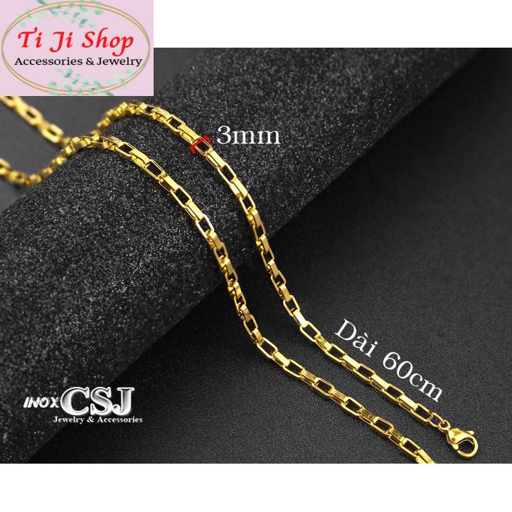 DÂY CHUYỀN NAM INOX MẠ VÀNG HÌNH VUÔNG 3LY đẹp mà chất