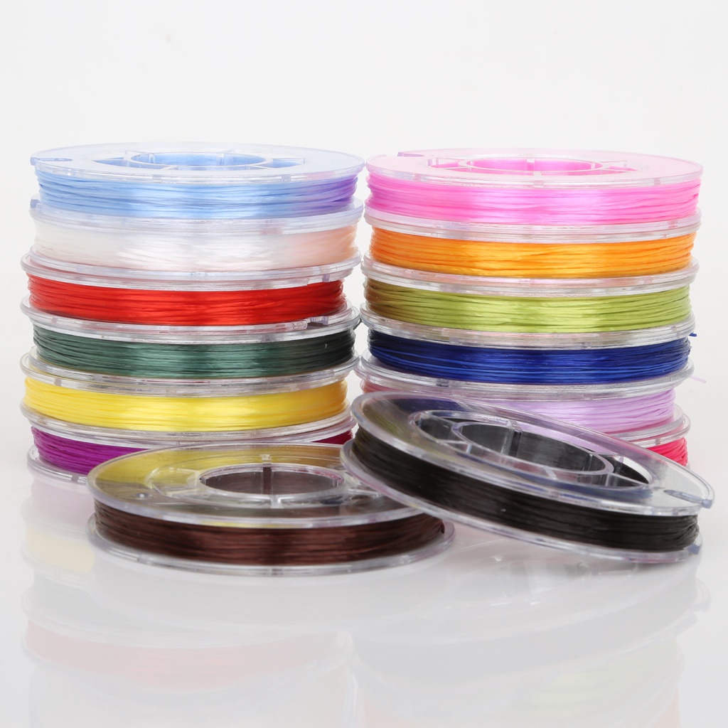 Cuộn 40M Dây Trong Suốt Bản Dẹt 0.8mm Co Giãn Hỗn Hợp Cho Làm Trang Sức Thủ Công
