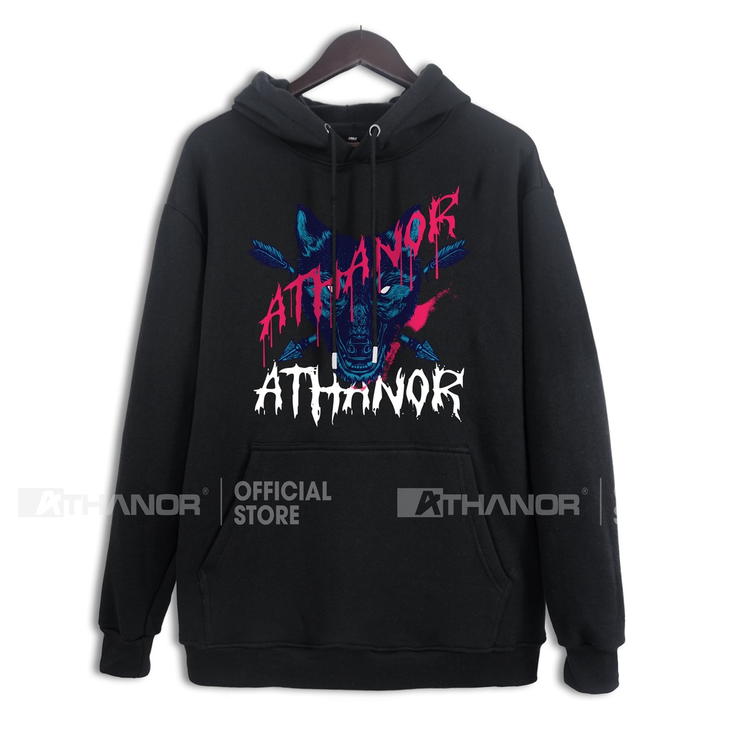 Áo Hoodie ATHANOR Chất Nỉ Bông 100% cotton 290 gsm Form Unisex In Hình Sói Xanh HDT804