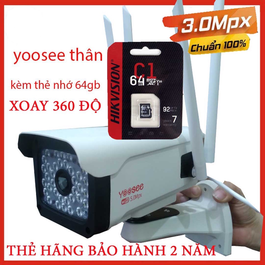 Camera yoosee thân ngoài trời quay 360 độ 10 đèn led 10 đèn hồng ngoại ban đêm có mầu