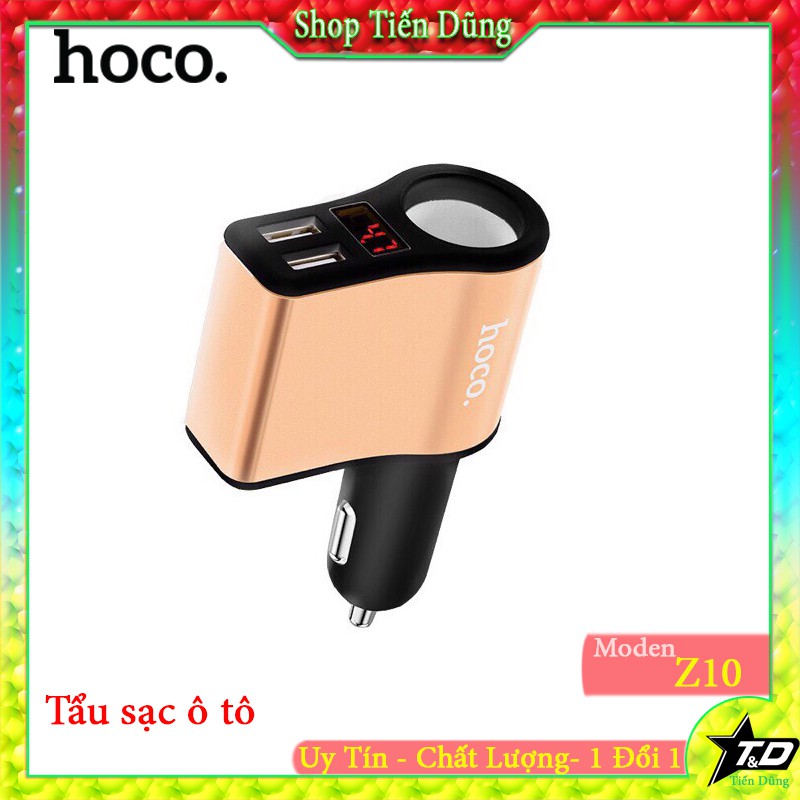 Tẩu sạc xe hơi hoco Z10 có màn hình LCD có 2 cổng USB