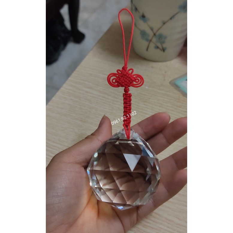 Quả cầu Treo thủy tinh  vát cạnh phong thủy sai 5cm các màu
