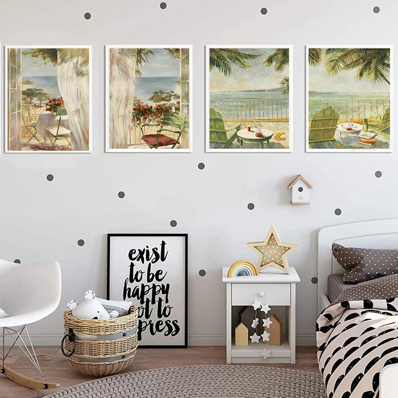 Tranh Canvas Chống Thấm Nước Treo Tường Trang Trí Phòng Khách Phong Cách Retro