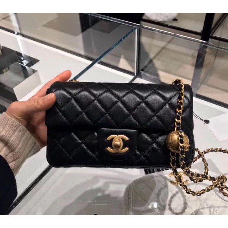 Túi xách nữ CN bản quả cầu đen da lì mềm sụn fullbox