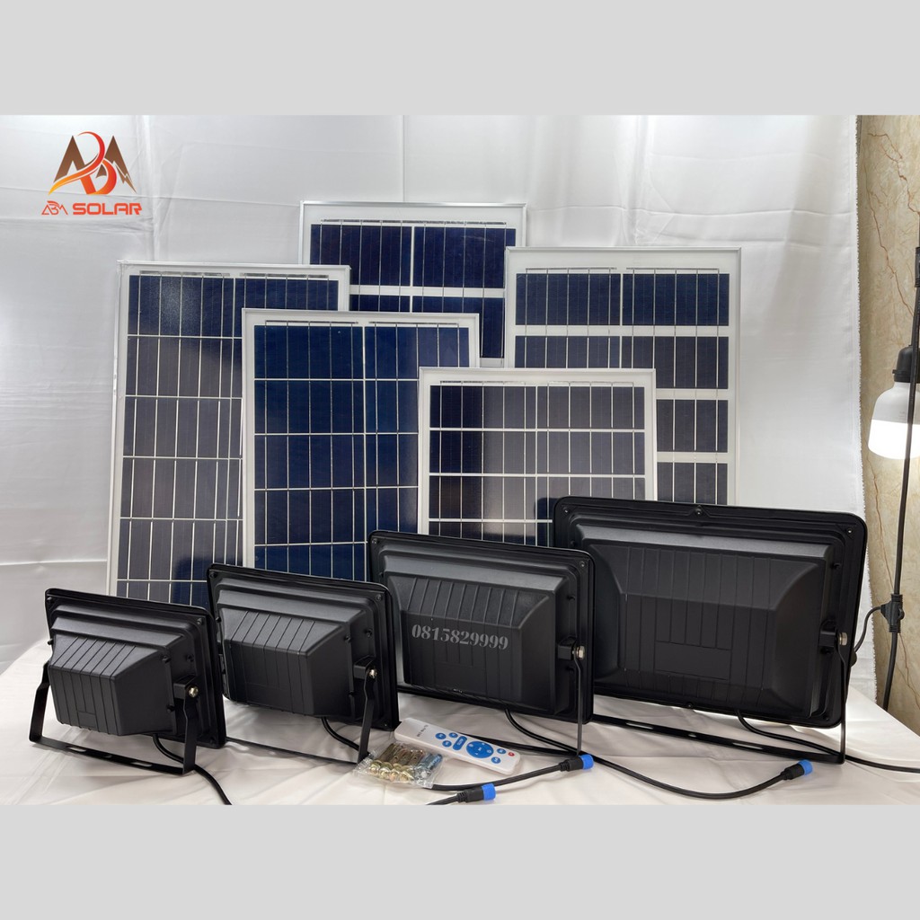 Đèn Năng Lượng Mặt Trời Nhôm Đúc Chống Loá , Có Báo % Pin Công xuất 300w 200w 100w 50w , ip 67 chống nước - ABM