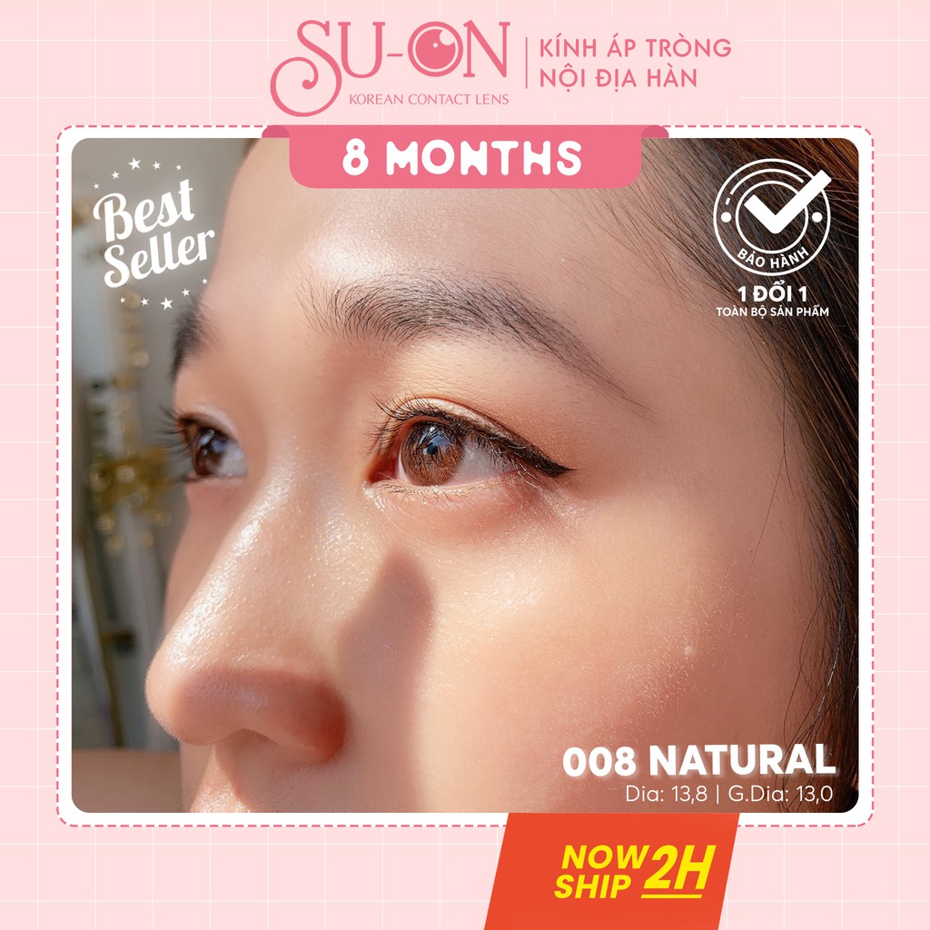 Lens cận nâu trong 008 NATURAL CHOCO, kính áp tròng Hàn Quốc chính hãng 13,8mm, nâu siêu thực cực tự nhiên