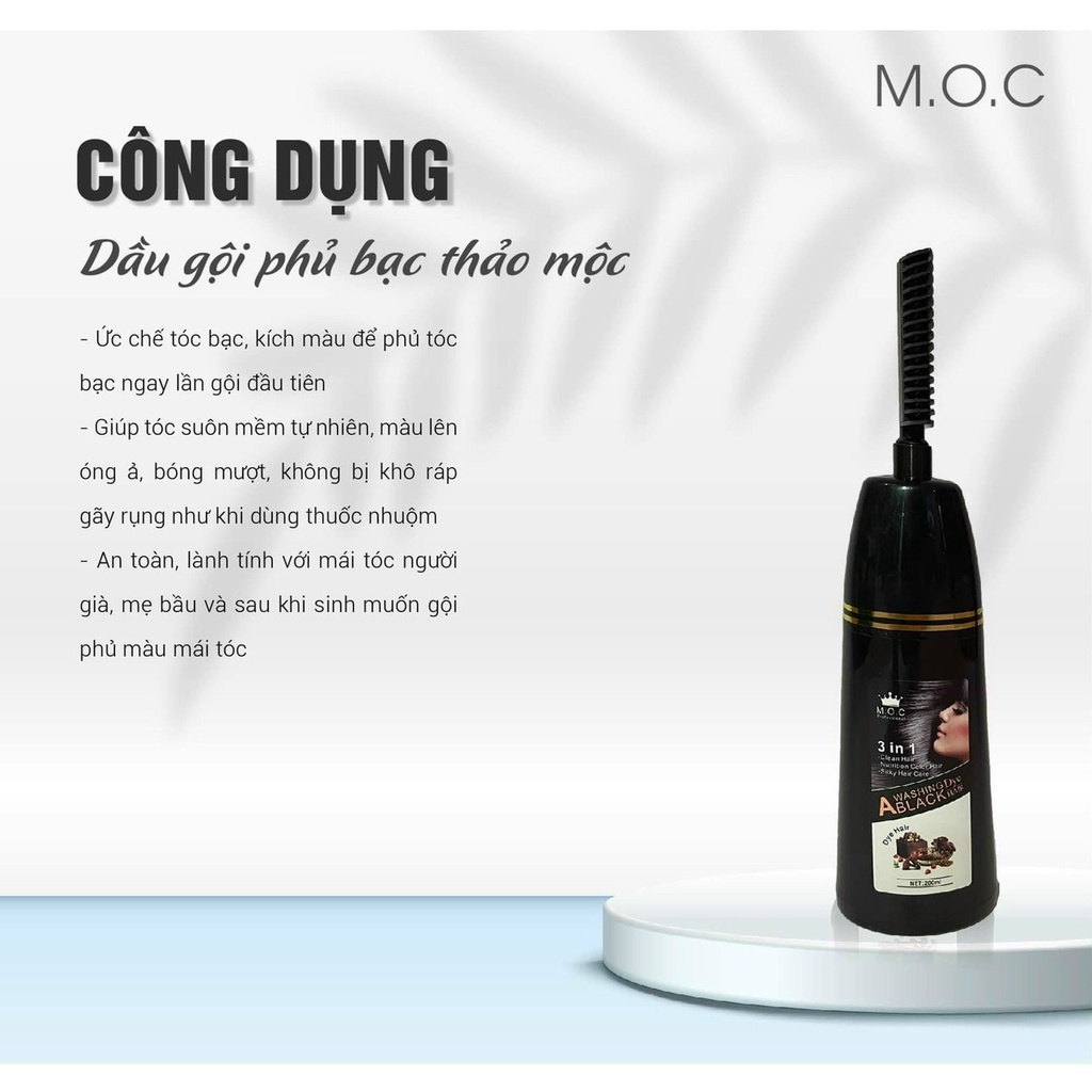 Dầu gội nhuộm ĐEN/ NÂU thảo dược M.O.C -