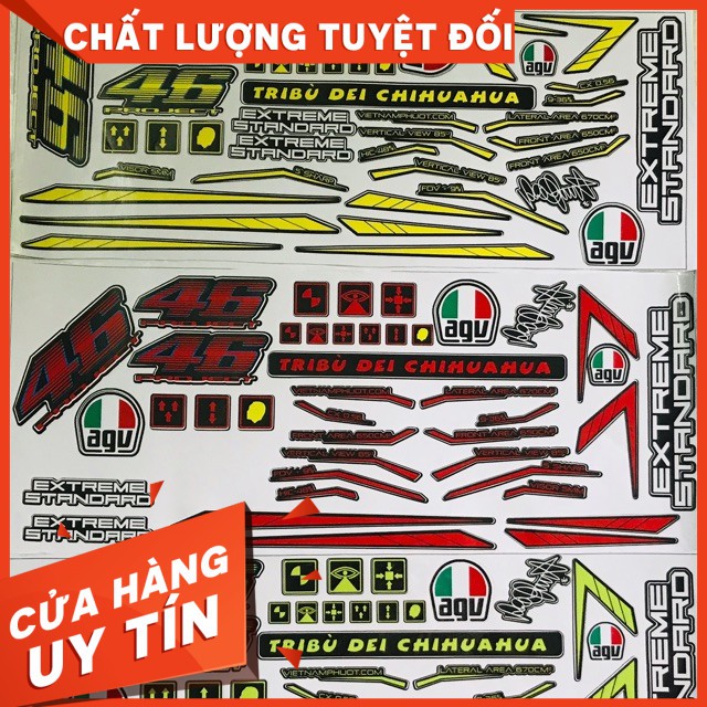 [CHÍNH HÃNG]Tem dán nón 46 , dán mọi mẫu nón