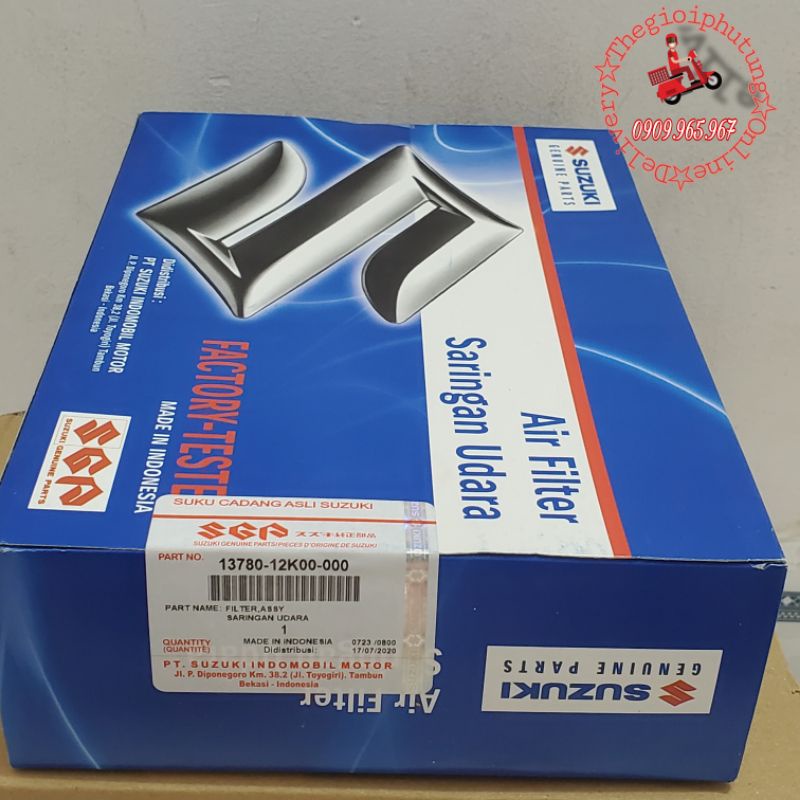 Lọc gió Raider FI /Satria FI zin mới hàng nhập khẩu Indonesia - 13780-12K00-000