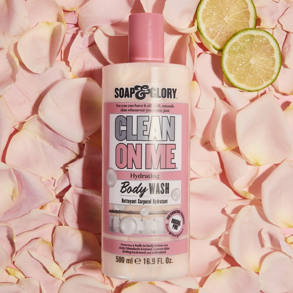 Sữa tắm Soap and Glory 500ml CLEAN ON ME hydrating Body Wash dưỡng ẩm, dưỡng trắng hương nước hoa