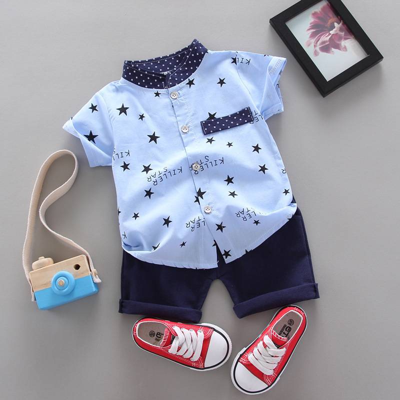 Summer children's short sleeve + shorts suit Star pattern shirt